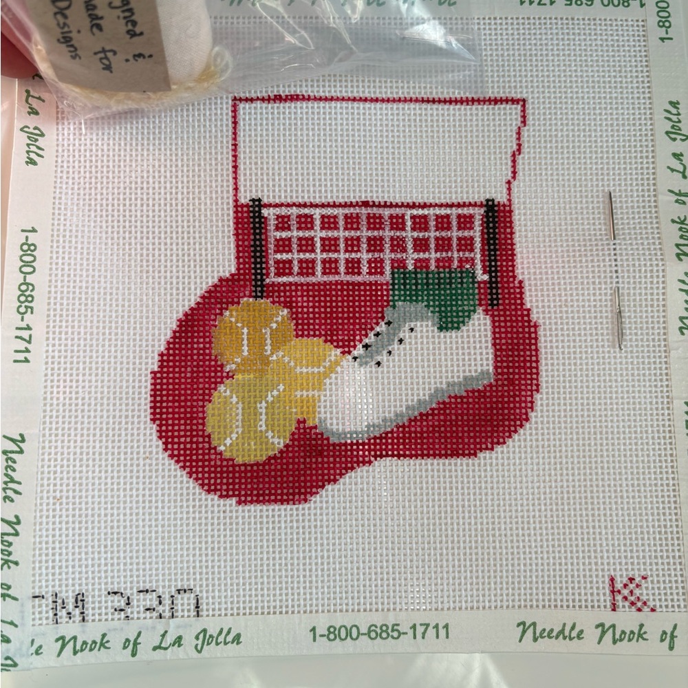 Tennis stocking Christmas  Needlepoint Canvas kit